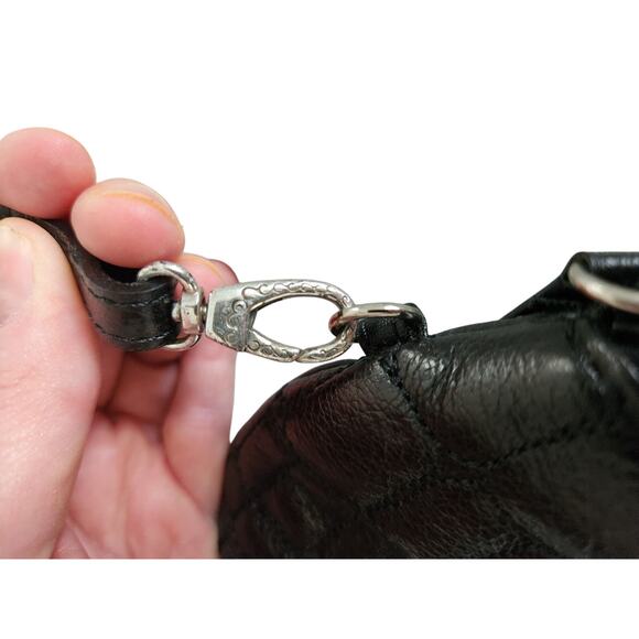 Brighton Black Leather Croc Embossed Small Crossbody Shoulder Bag Purse - Picture 7 of 10